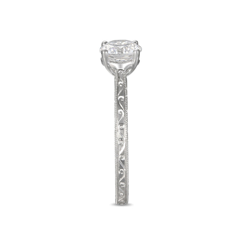 Vintage Filigree Moissanite Milgrain Engagement Ring