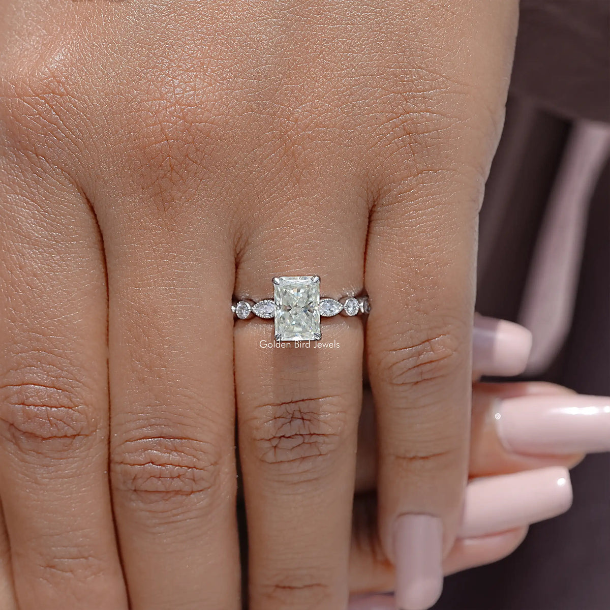 Radiant Cut Moissanite Engagement Ring