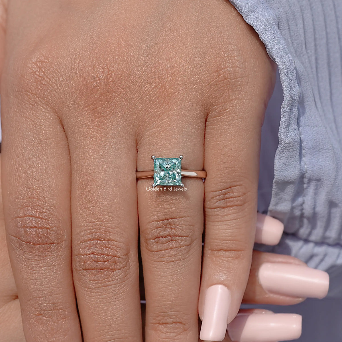 Princess Cut Moissanite Solitaire Wedding Ring