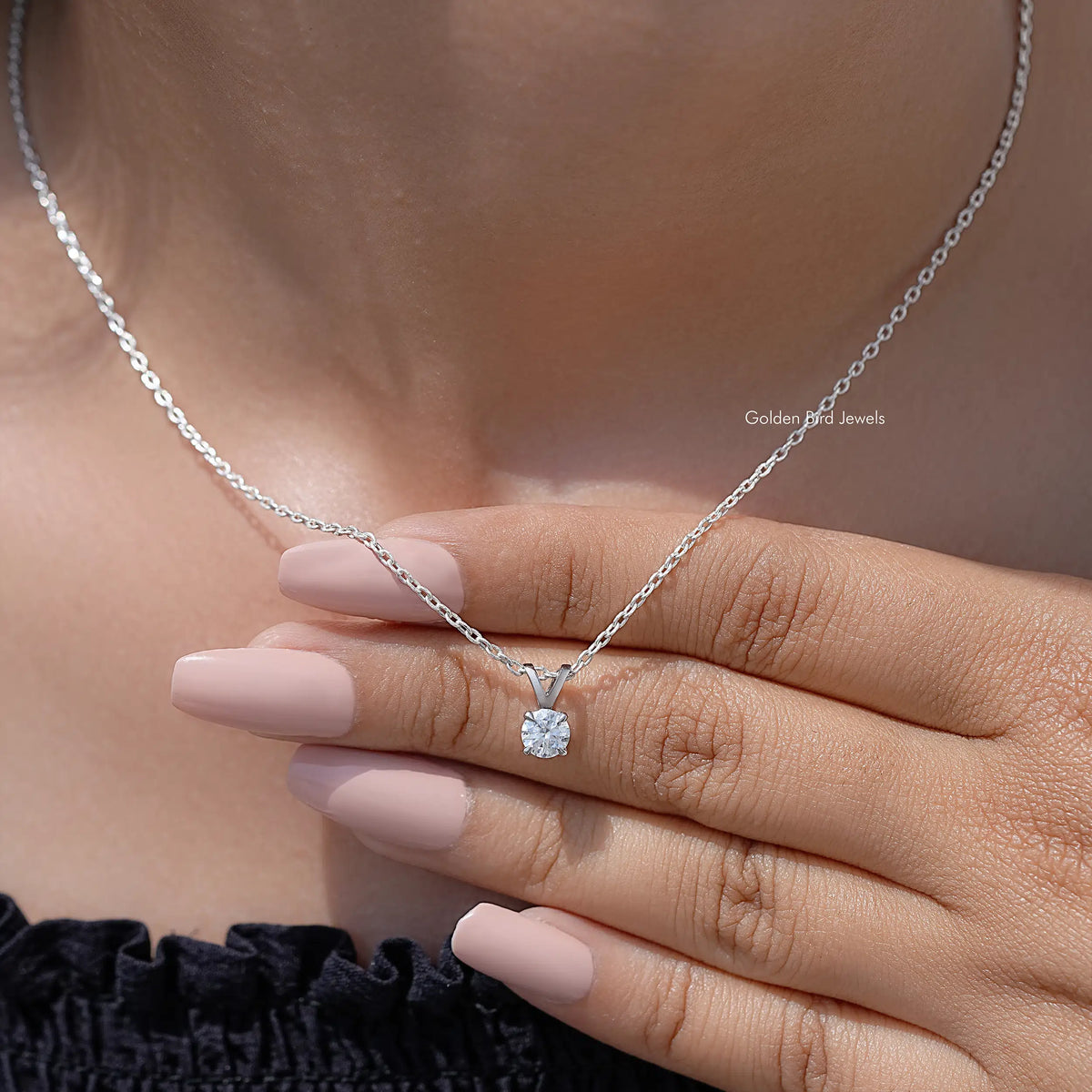 Round Cut Moissanite Solitaire Pendant