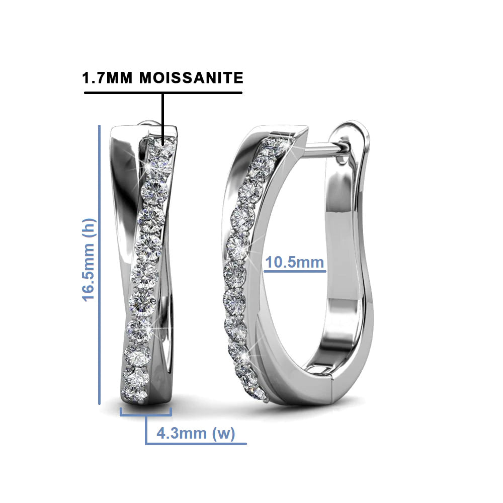Moissanite Hoop Pave Earrings In Sterling Silver