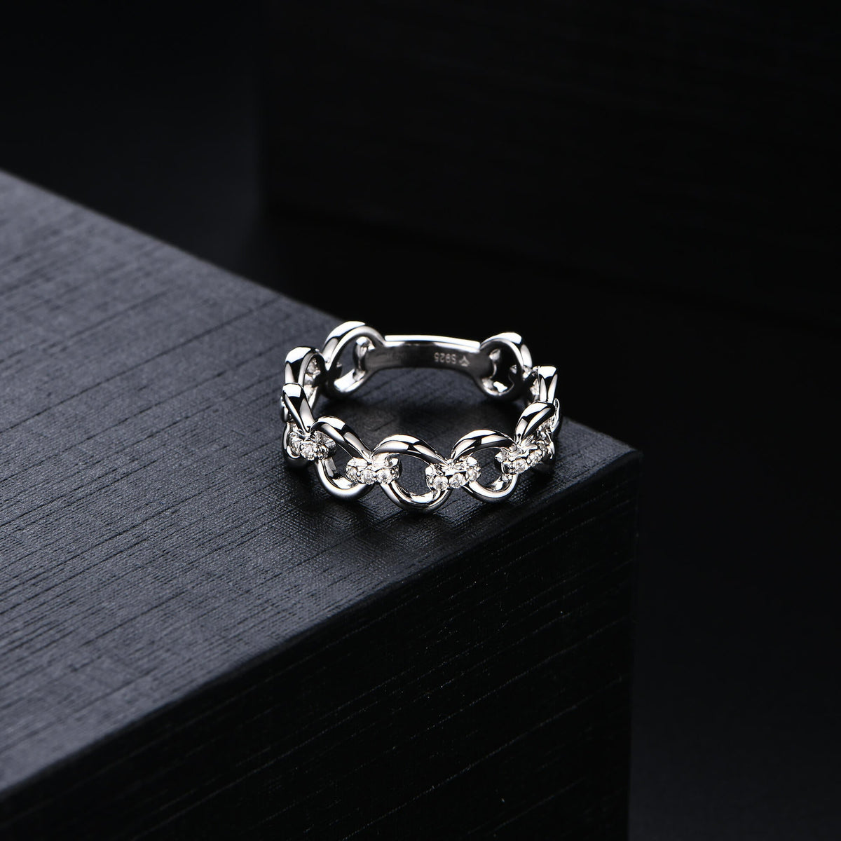 Moissanite Interlocking Pave Half Eternity Wedding Band