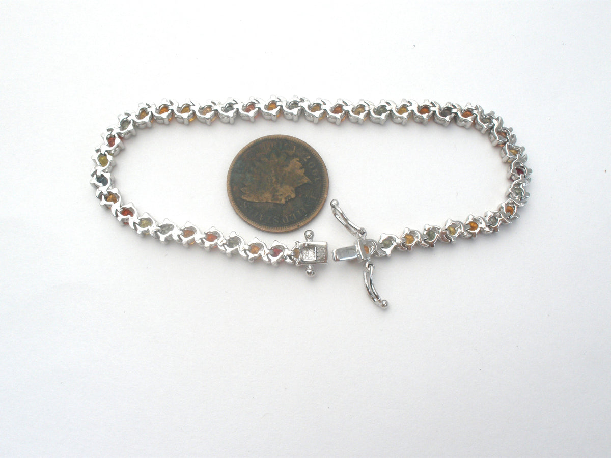 Multi Color Cubic Zirconia Tennis Bracelet 925