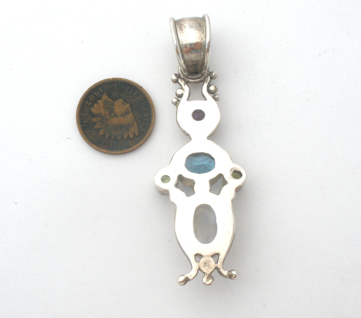 Multi Gemstone Pendant Sterling Silver