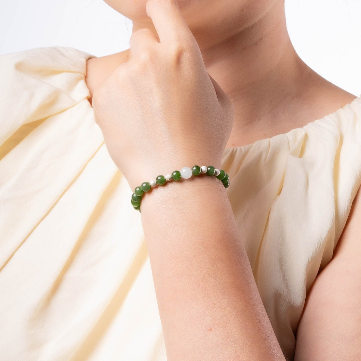 Mystic Serenity Jade Bracelet with Sterling Silver
