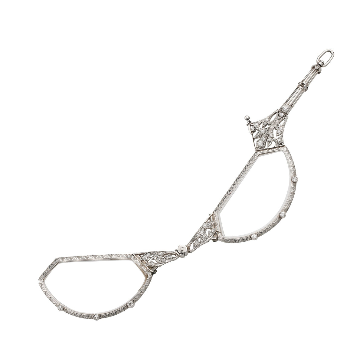 Edwardian Platinum and Diamond Lorgnette Pendant