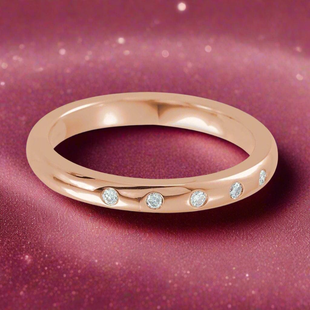 Narrow 2.5mm Dana Wedding Band With 5 Flush Set Diamonds