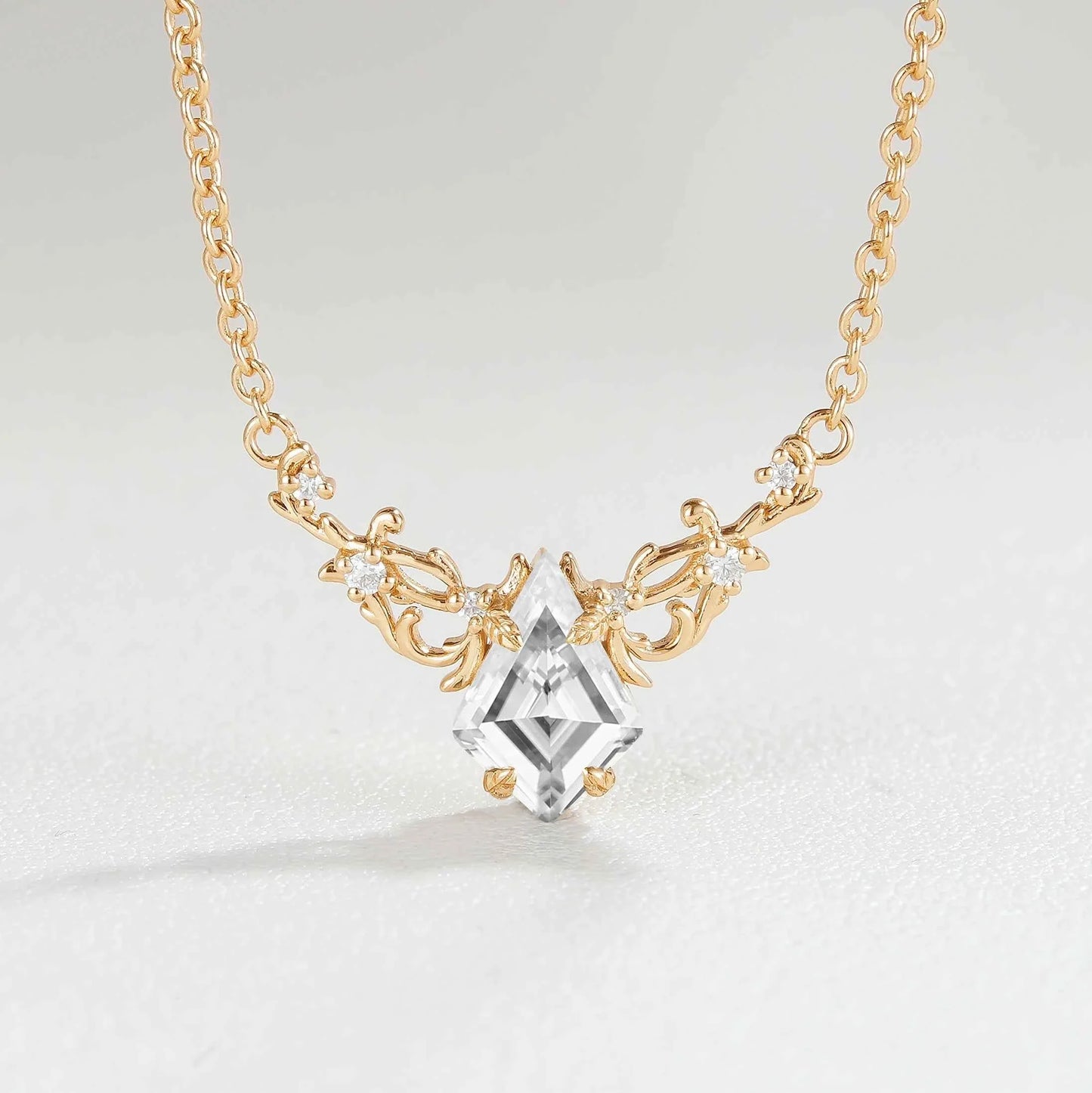 Natural Inspired Kite Cut Moissanite Necklace