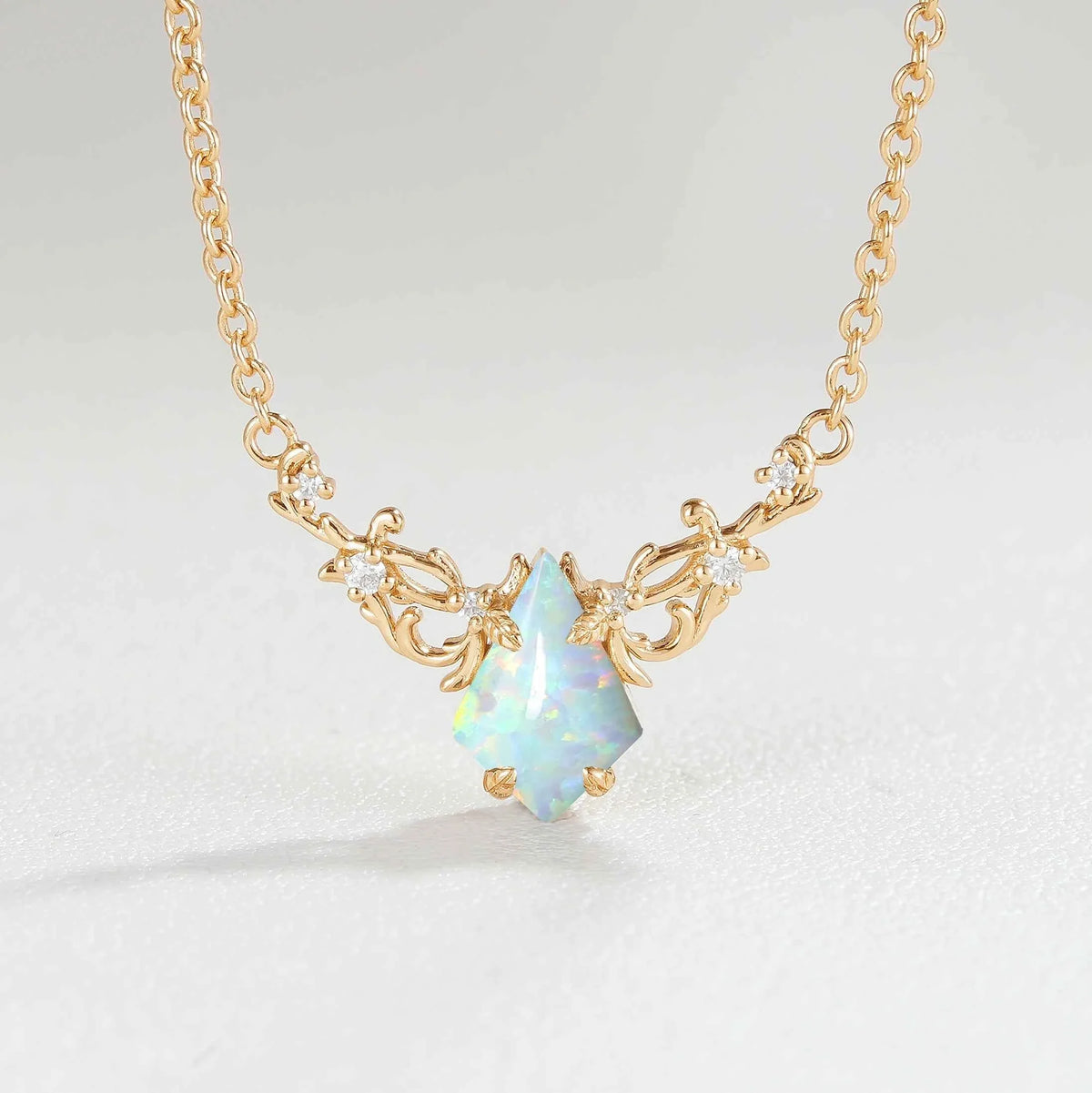 Natural Inspired Kite Cut Opal Necklace
