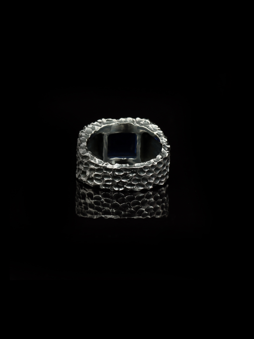 Blue Sapphire Forge Ring – 925 Sterling Silver