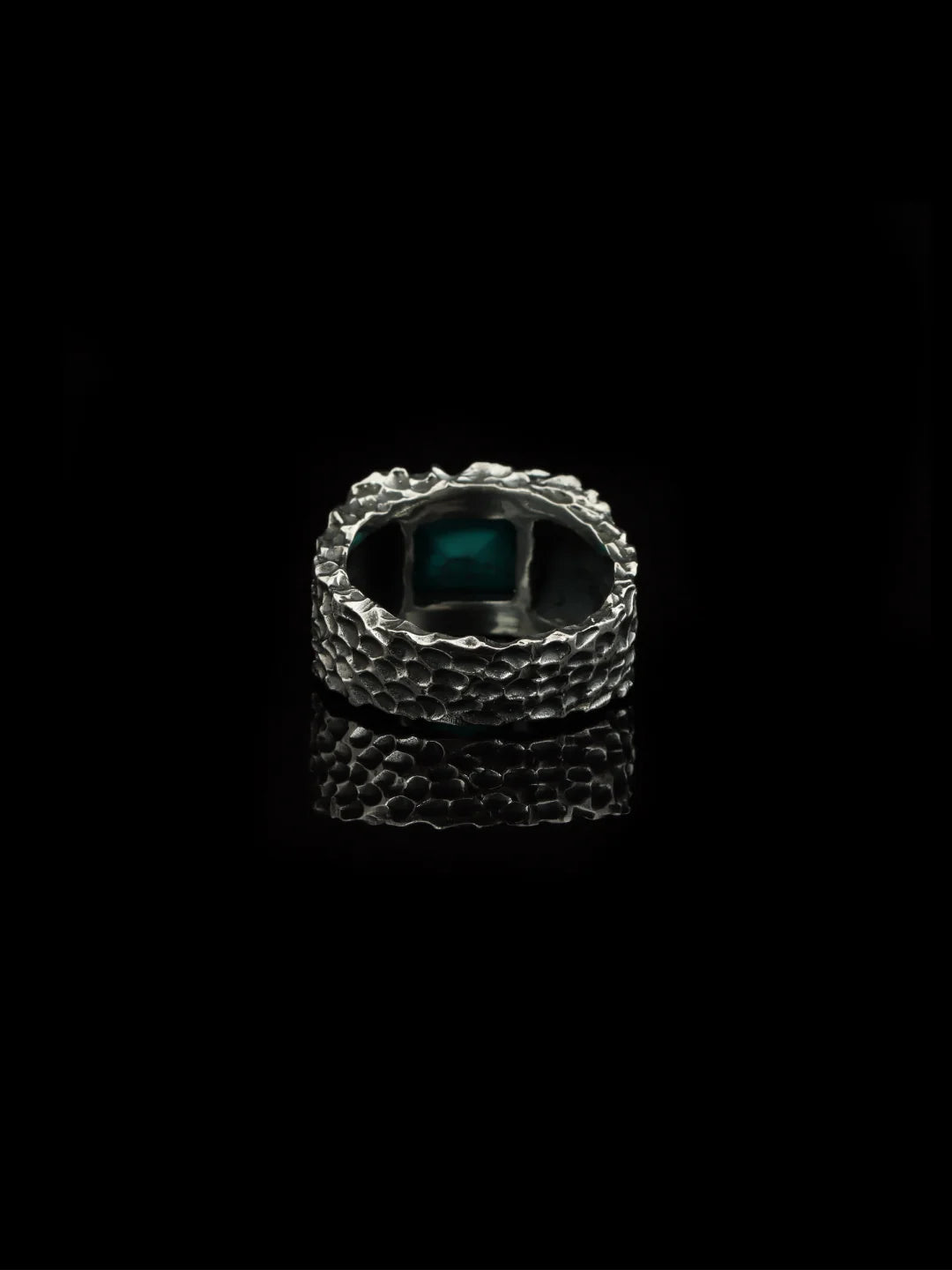 Copper Vein Turqoise Forge Ring - 925 Sterling Silver