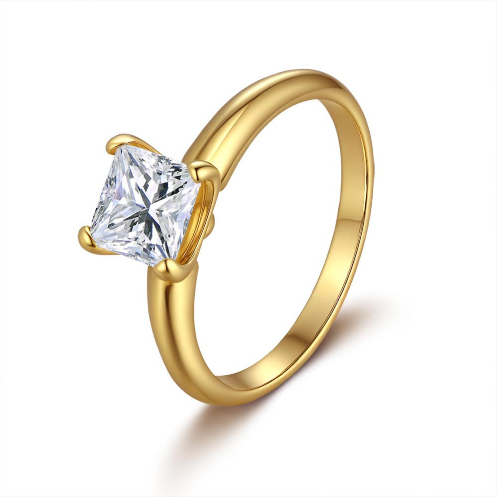 Simple 1.0ct Princess Cut Moissanite Ring