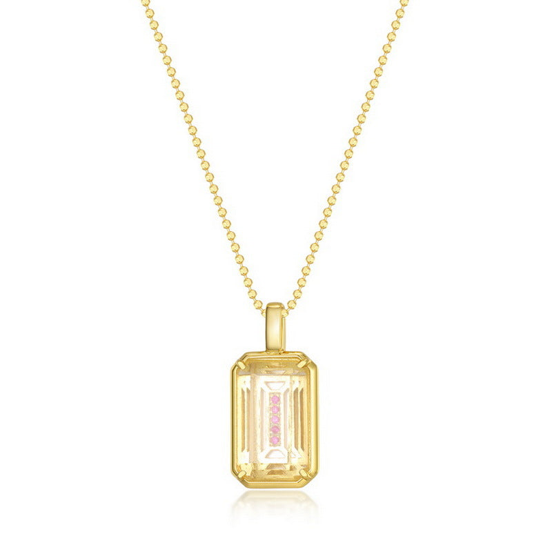 Long Emerald Cut Green Moss Agate Classic Necklace For Girlfriend "Avenra"