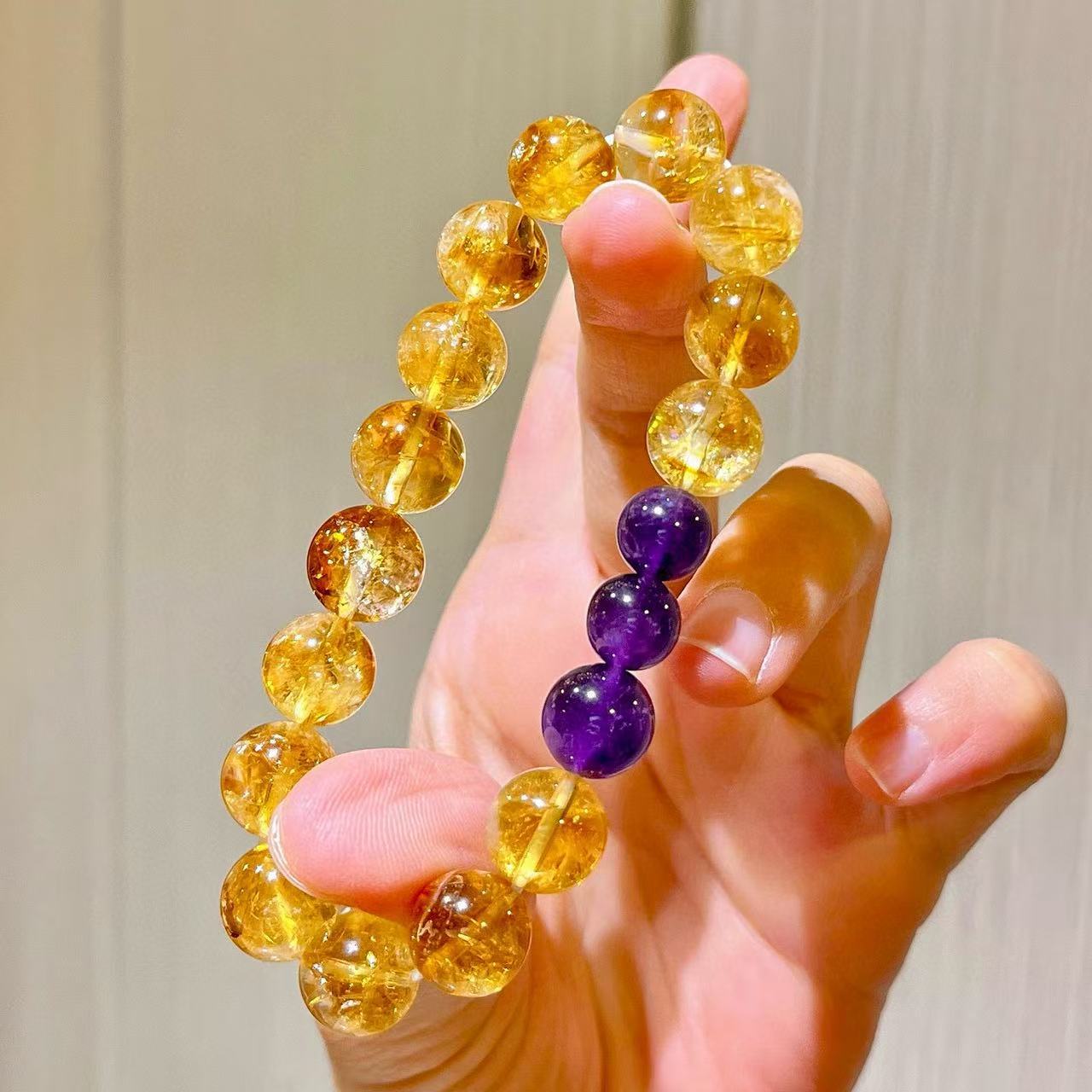 Natural Amethyst Citrine Stone of Wealth Bracelet