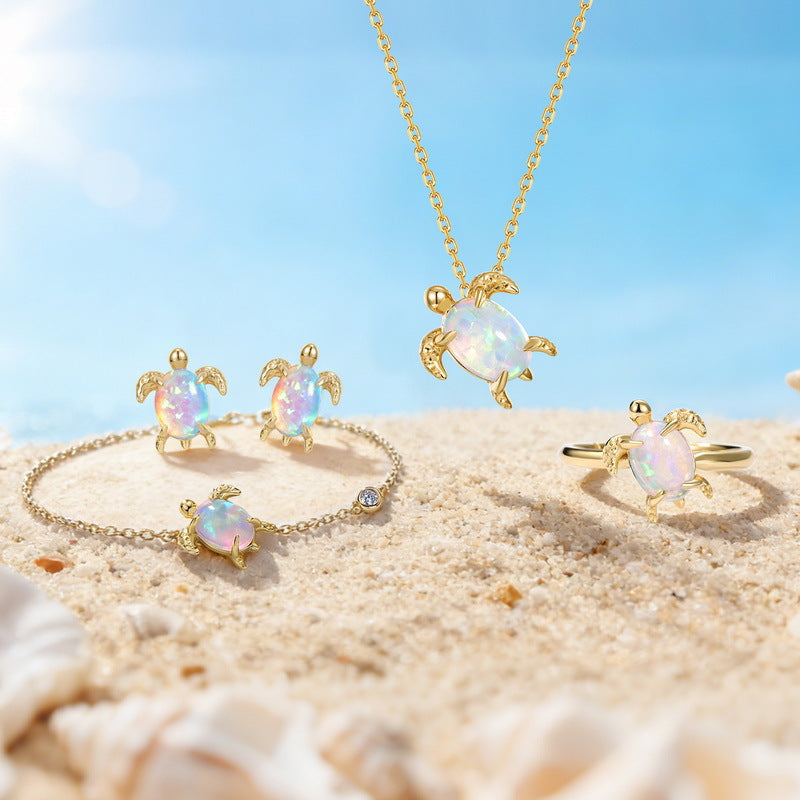 Ocean Series Turtle Bracelet �Cute & Versatile Synthetic Opal Jewelry