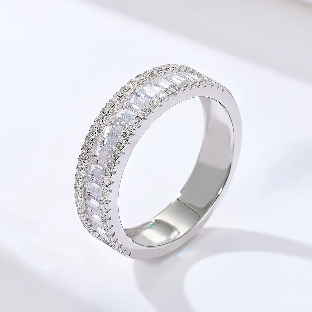 Sculpted Round Cut 2.0ct Pave Ring Sets In Sterling Silver