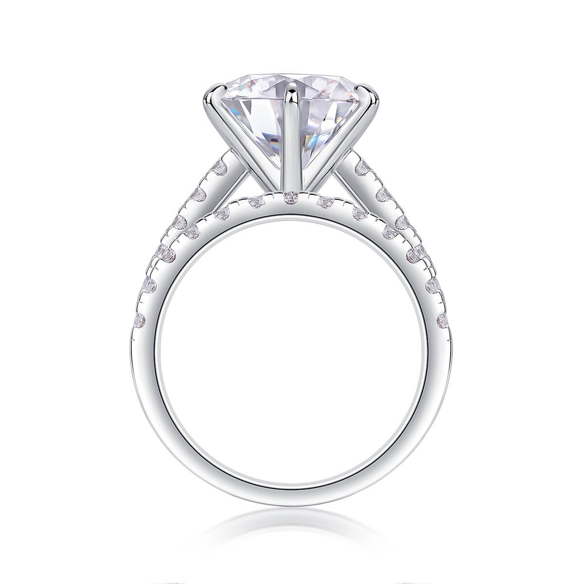 Round Cut Moissanite White Gold Plated 925 Sterling Silver Bridal Set Rings