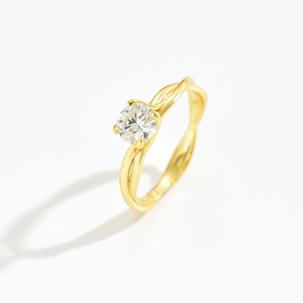 Elegant Round Cut 1.0ct Twist Design Engagement Ring In Sterling Silver