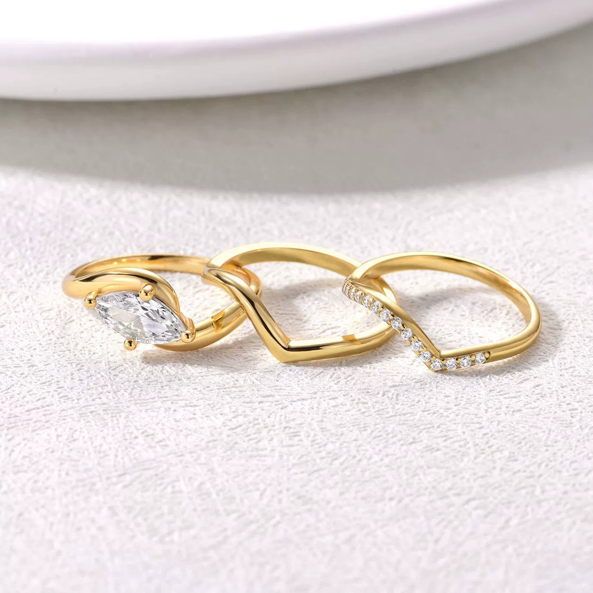 Gorgeou Marquise Cut 1.0ct 3PC Ring Set In Sterling Silver