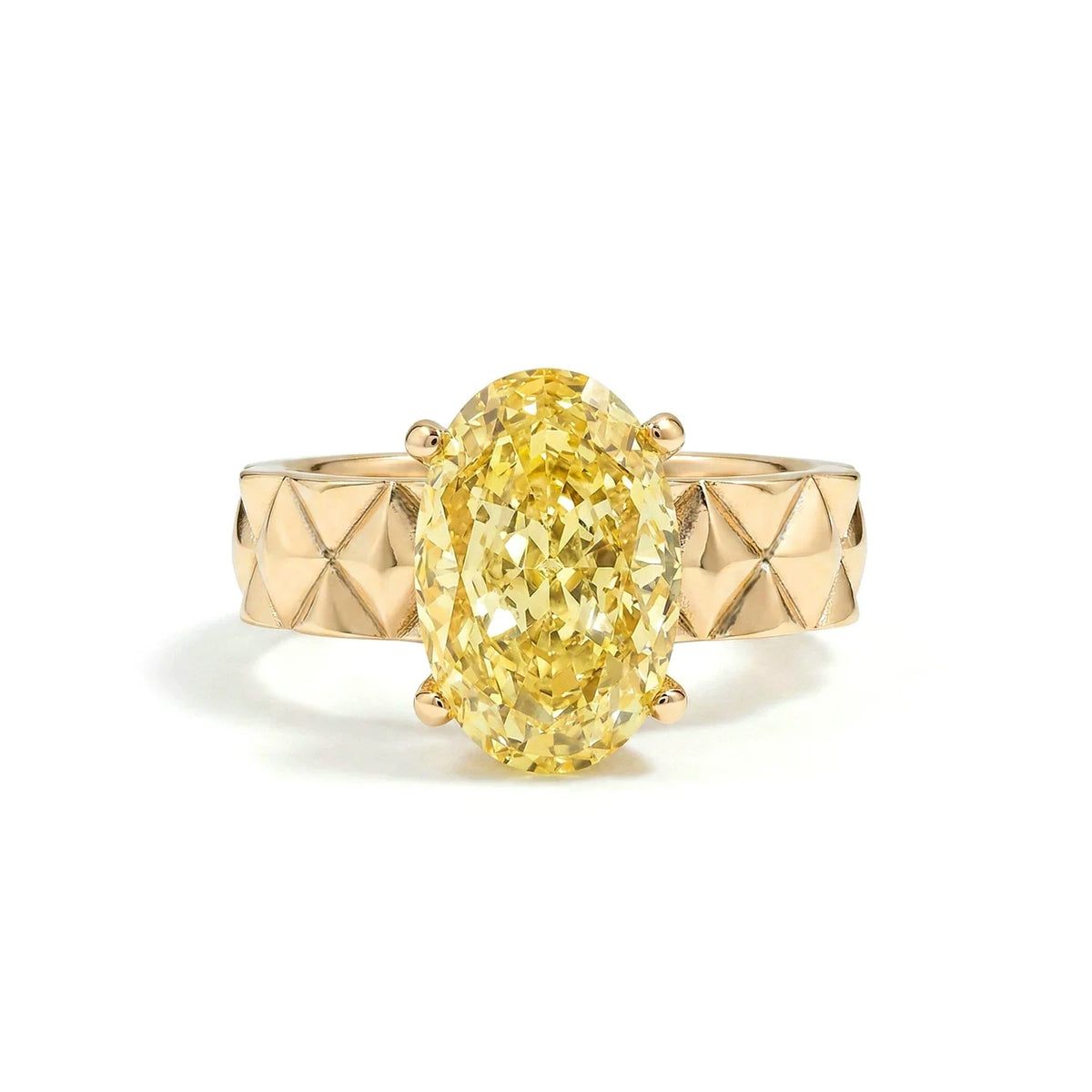 Oval Cut Engagement Ring with Retro Argyle Band