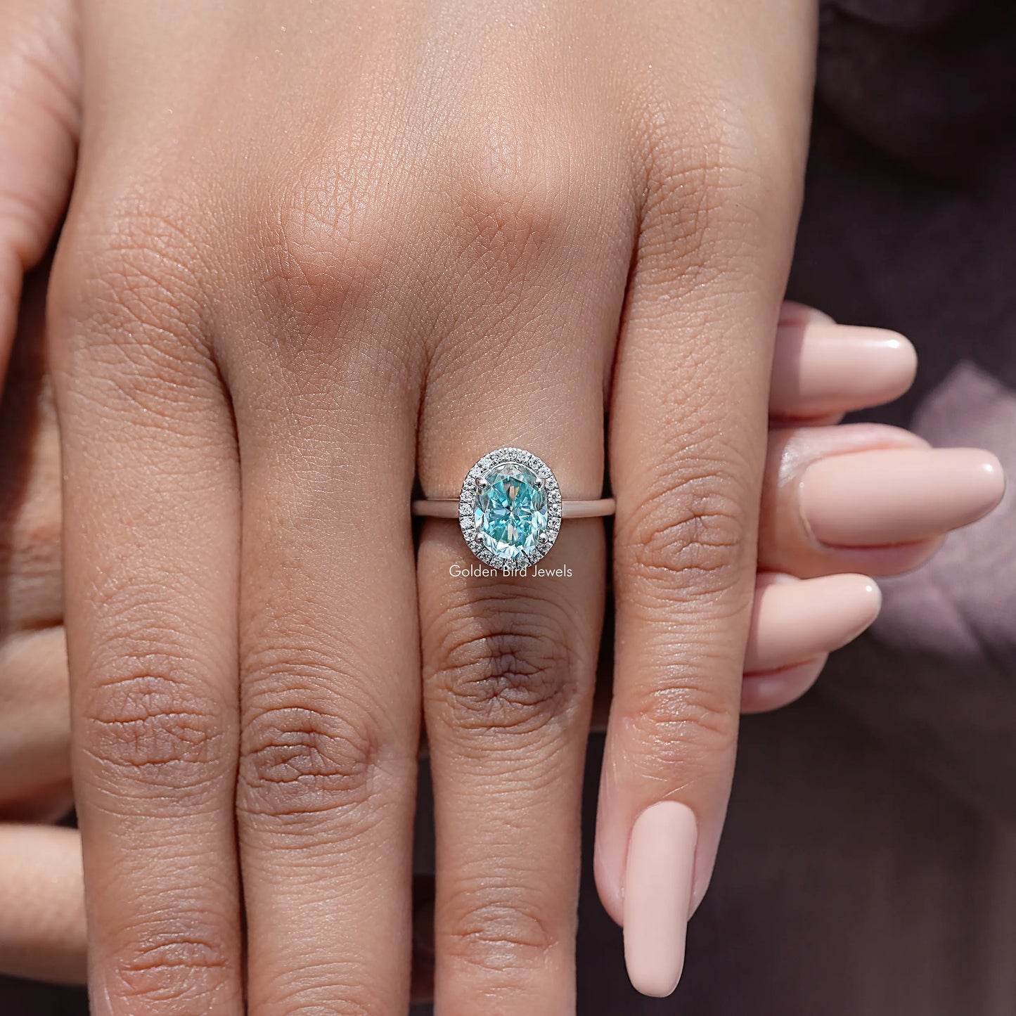 Old Mine Oval Cut Moissanite Solitaire Halo Ring