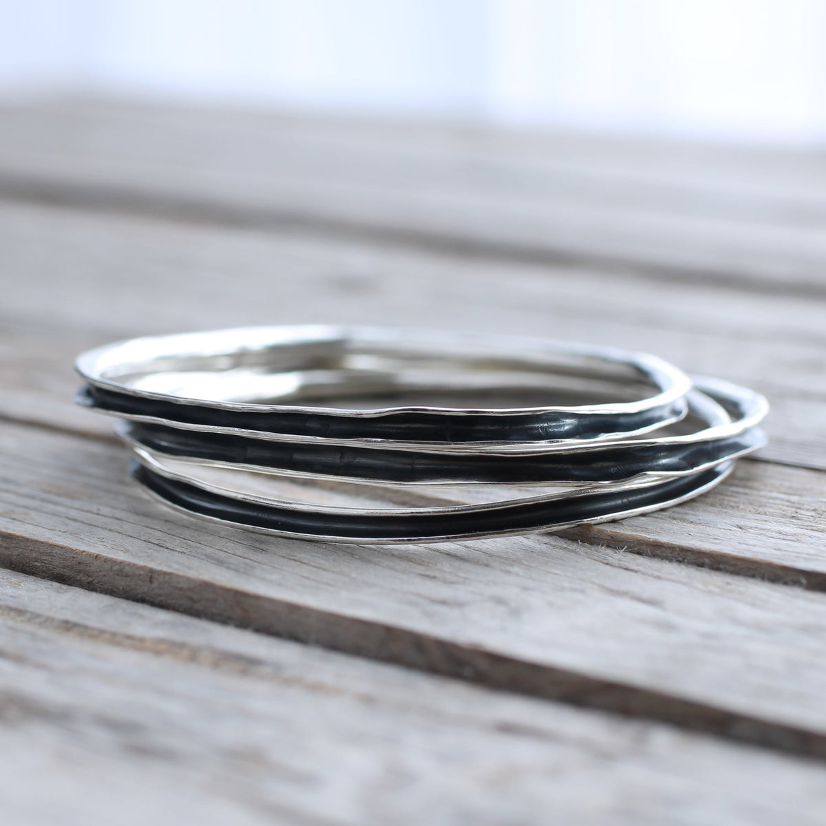 Oxidised silver bangle
