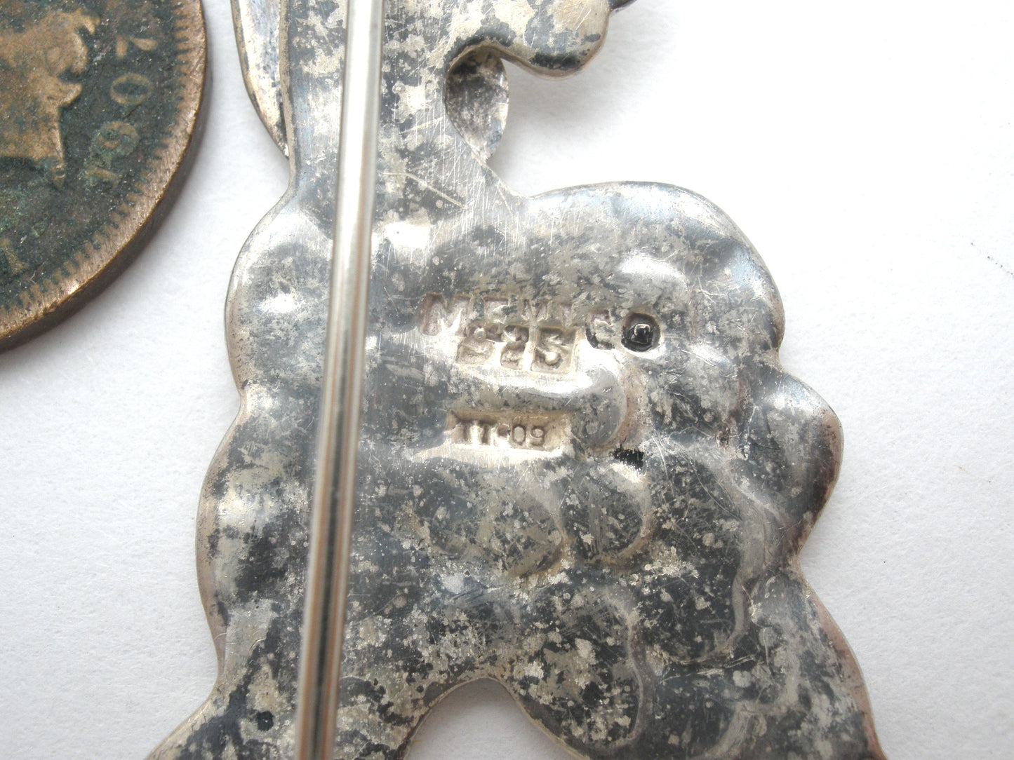 Poodle Dog Brooch Pin Sterling Silver Vintage