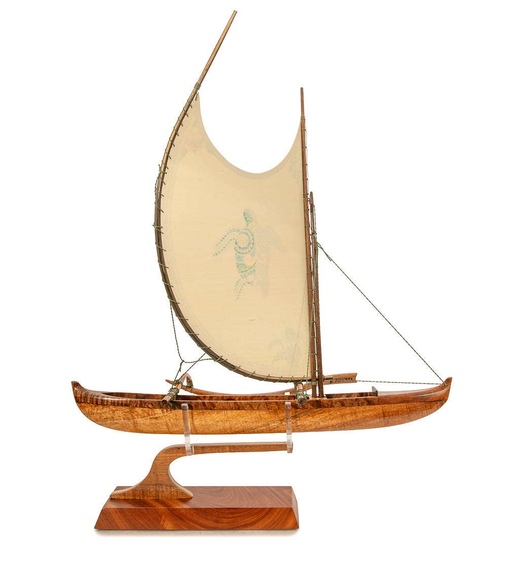 Koa 18" Canoe "Opelu Honu" by Francis Pimmel