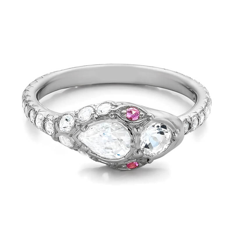 Pear And Round Moissanite Snake Engagement Ring