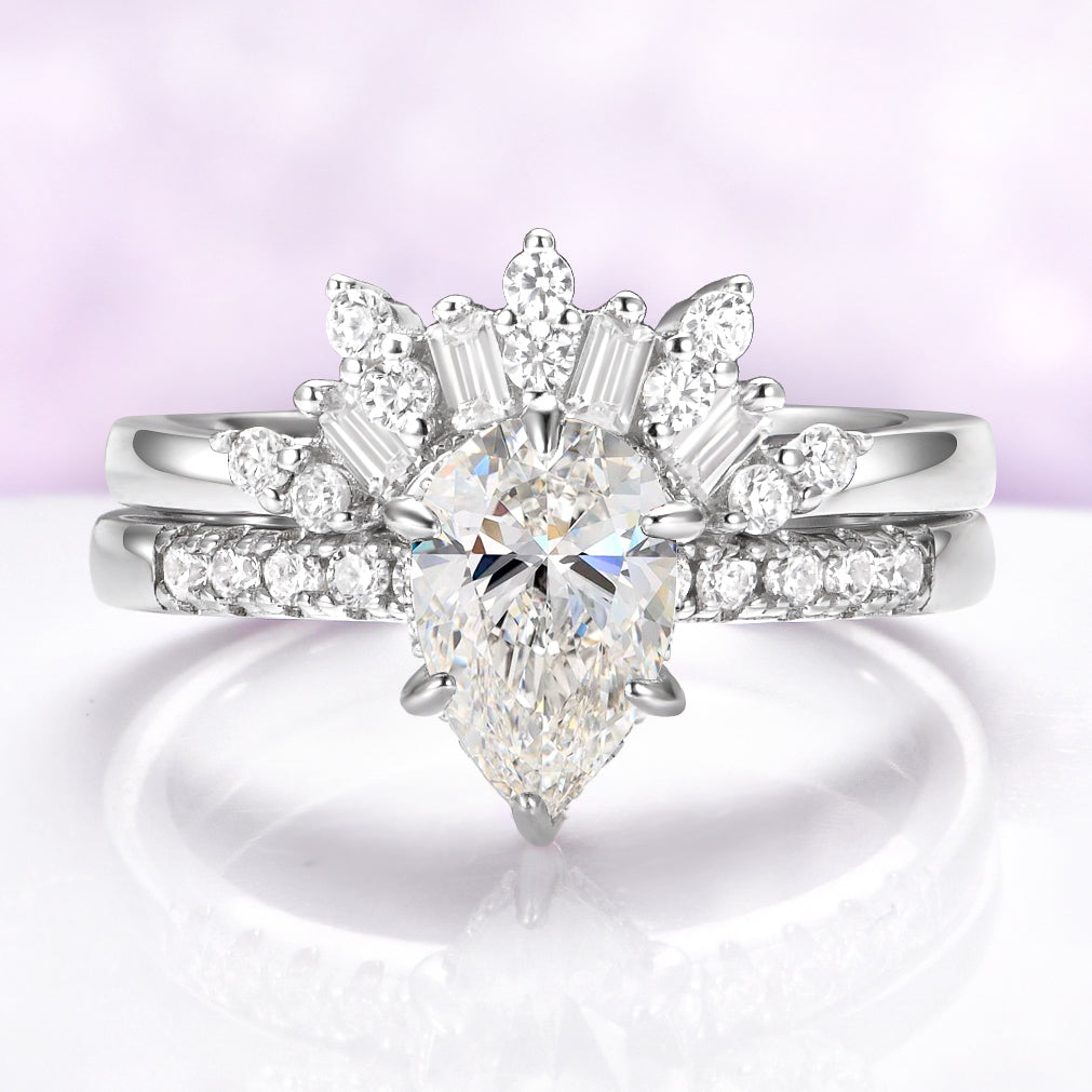 Art Deco Crown Wedding Band in Sterling Silver