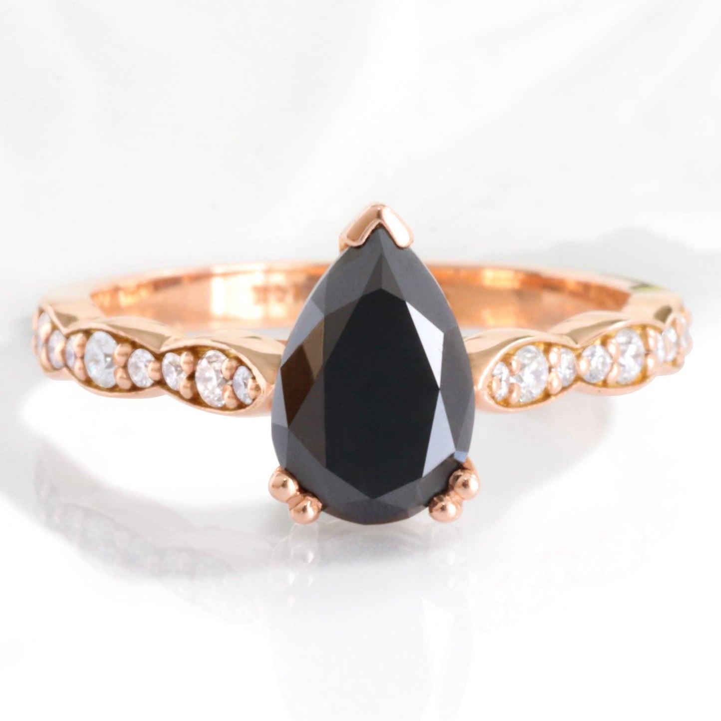 Grace’s Scallop | Pear Black Diamond Solitaire Engagement Ring