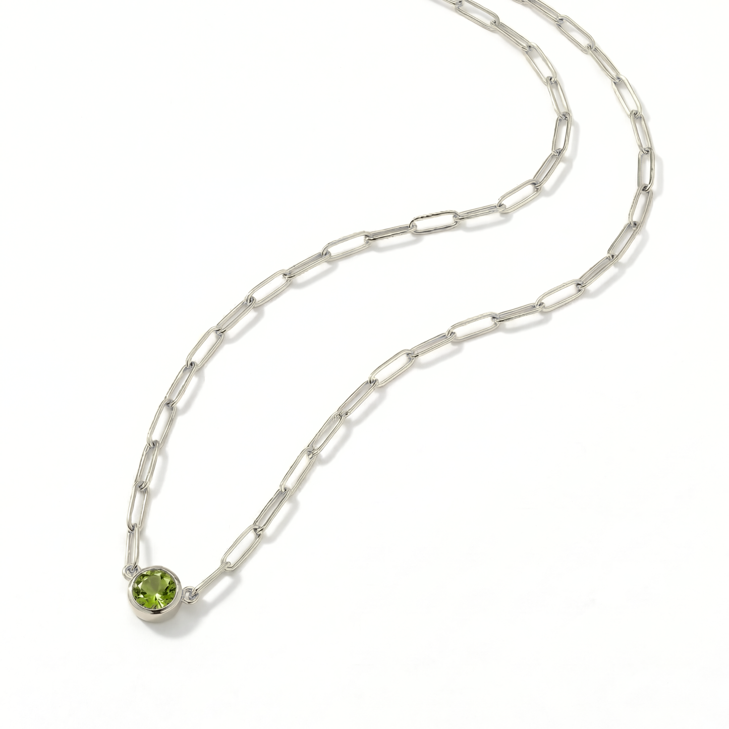 The Paperclip Bezel Necklace | Peridot