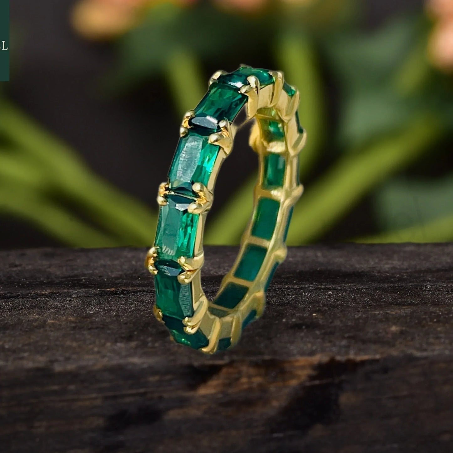 Emerald Gemstone Full Eternity Birthstone Ring