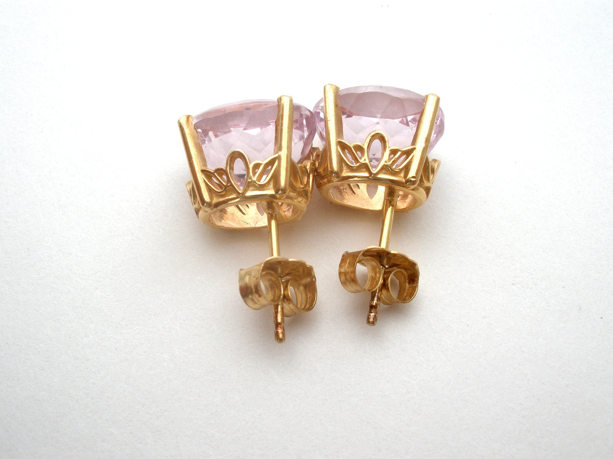 Pink Ice Earrings 14K Gold CZ Pierced Stud