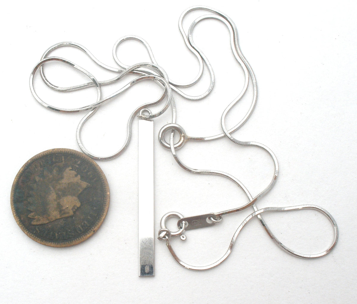 Platinum Lariat Style Bar Necklace