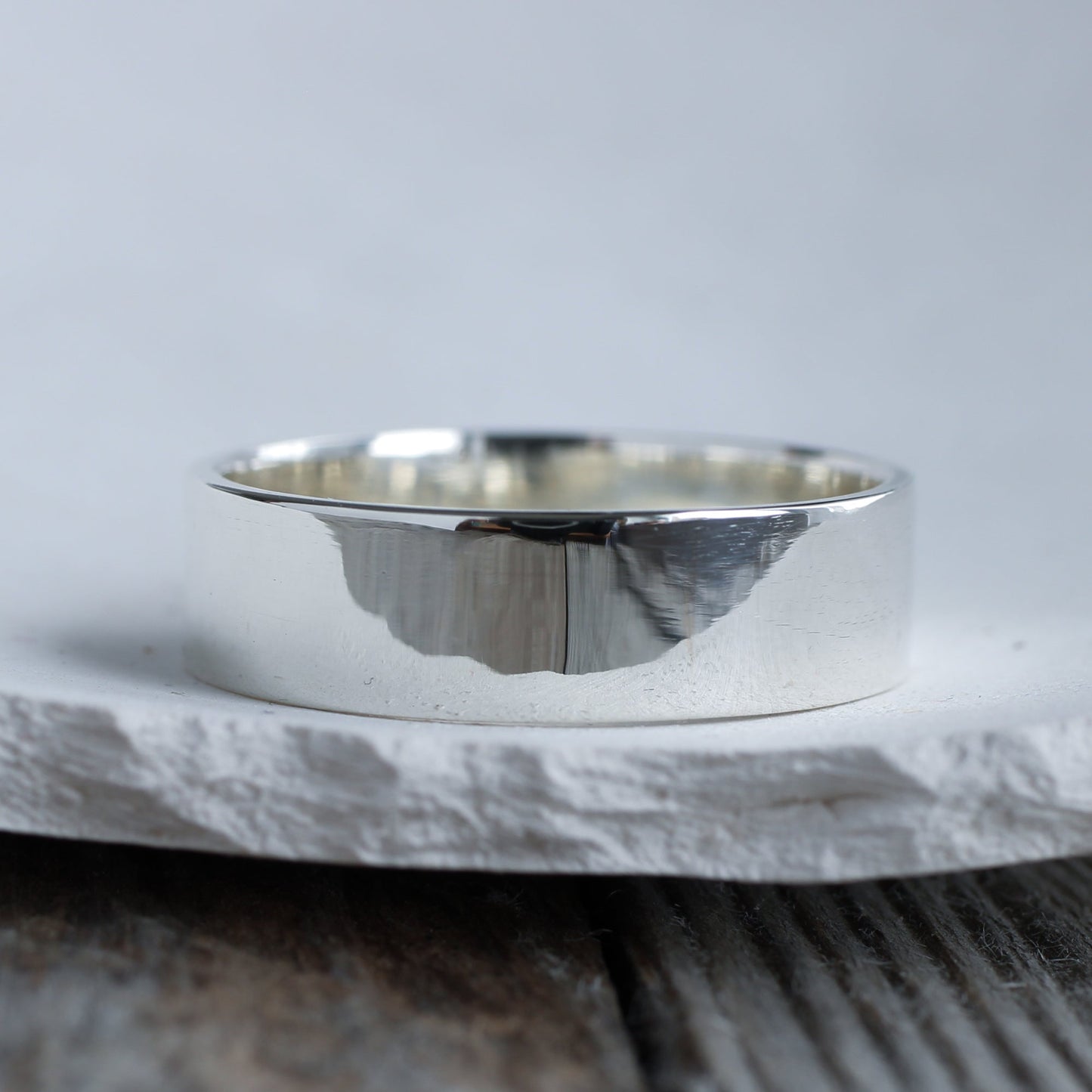 Polished 6mm wide silver ring