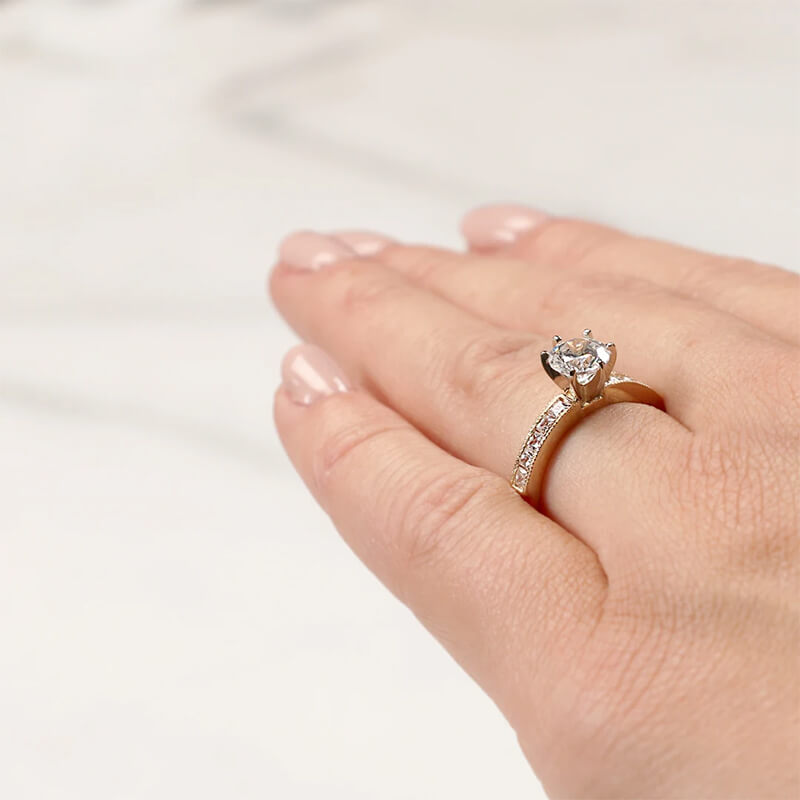 Princess Channel Set Cathedral Moissanite Engagement Ring