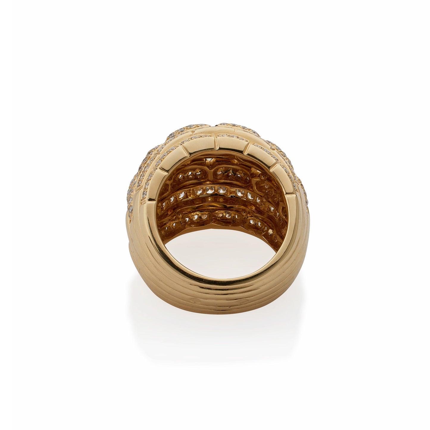Cartier Paris 18K Gold and Diamond "Maillon Panthère" Bombé Ring