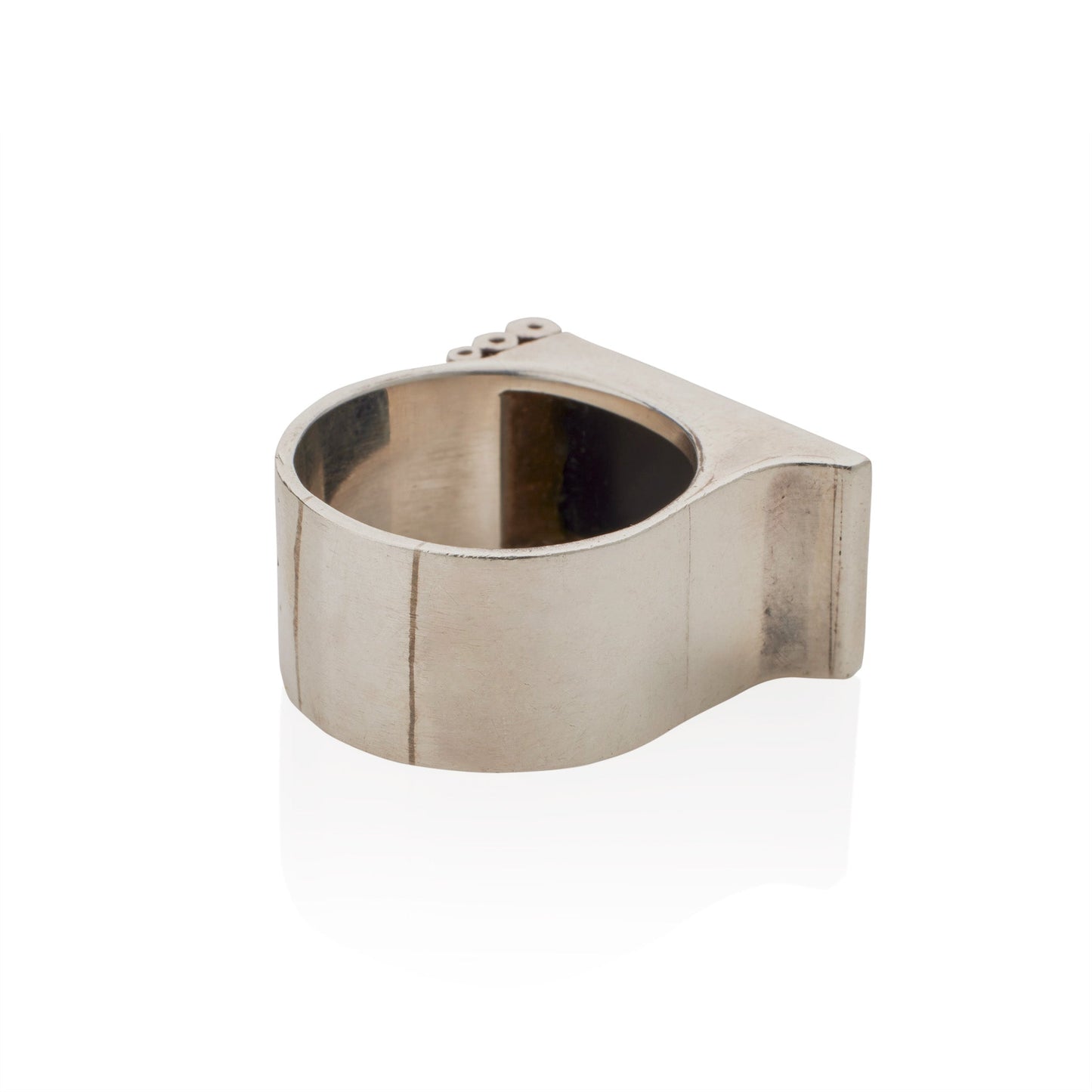 Jean Després Modernist Silver and Onyx "Bijoux Moteurs" Ring