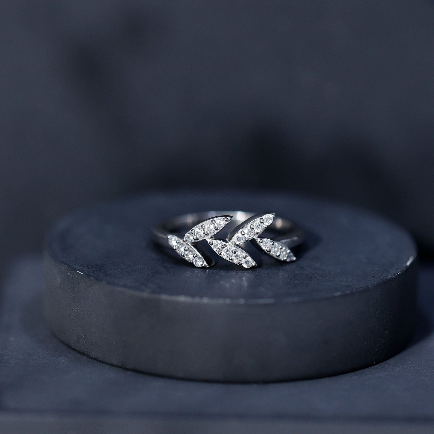 Nature Inspired Lab Grown Diamond Olive Leaf Branch Ring