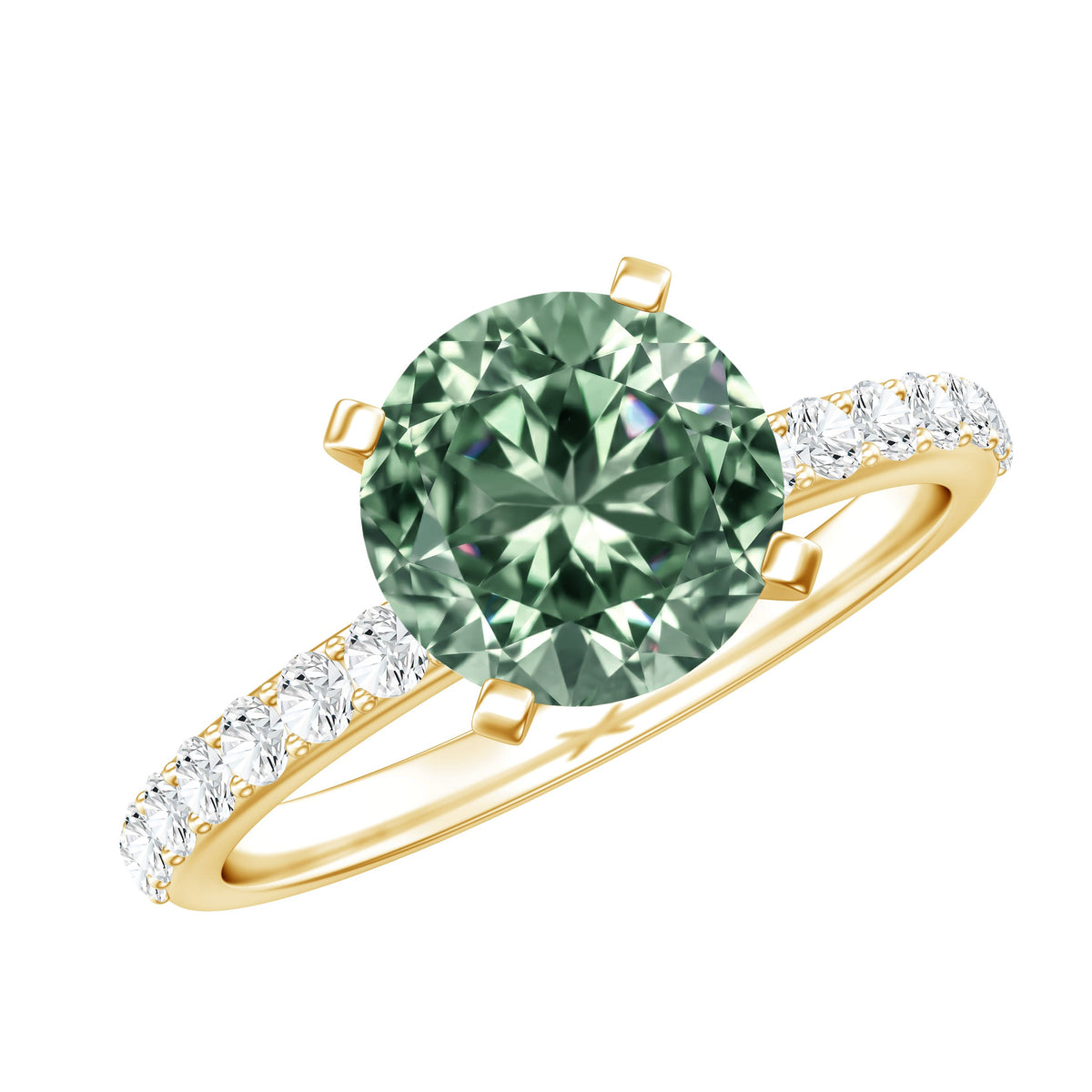 Round 2 Carat Lab Grown Green Diamond Engagement Ring with IGI Certificate