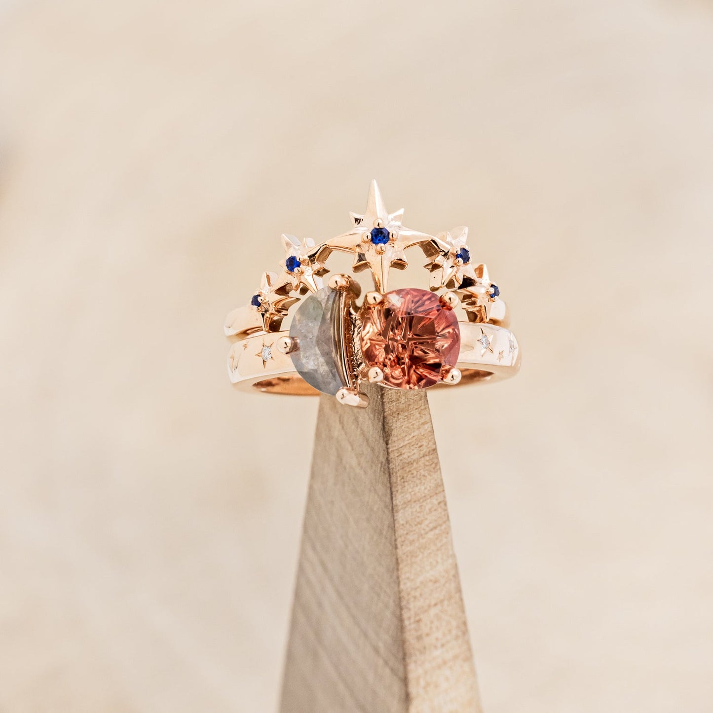 "Sidra" Tracer with Blue Sapphires - 14K Rose Gold - Size 7