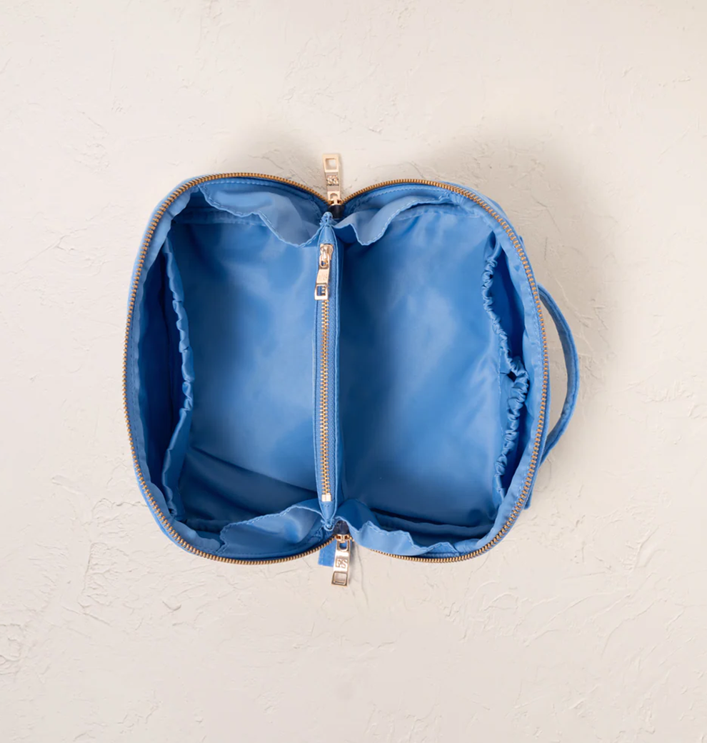 Lobster Stripe Canvas Printed Open Flat Makeup Bag