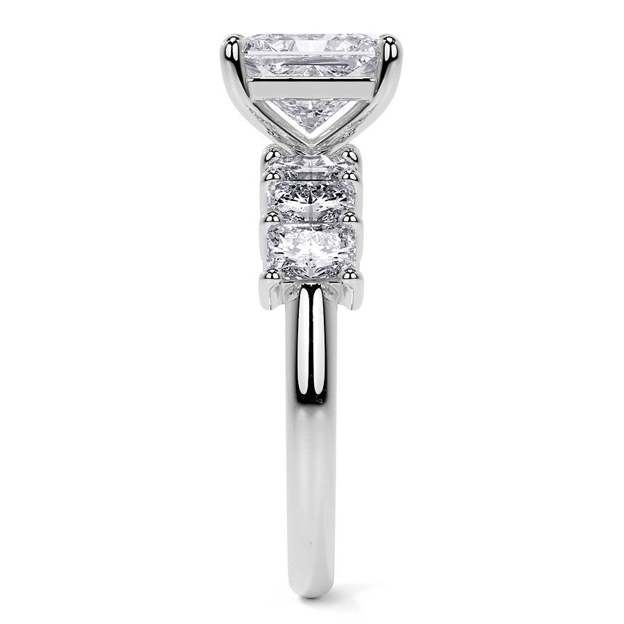 Radiant Cut Moissanite Radiant Accent Stones Engagement Ring
