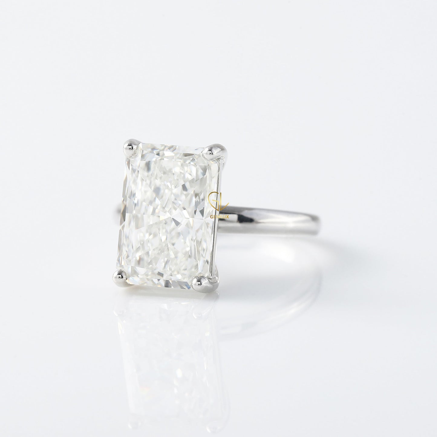 Radiant Cut Moissanite Solitaire Engagement Ring