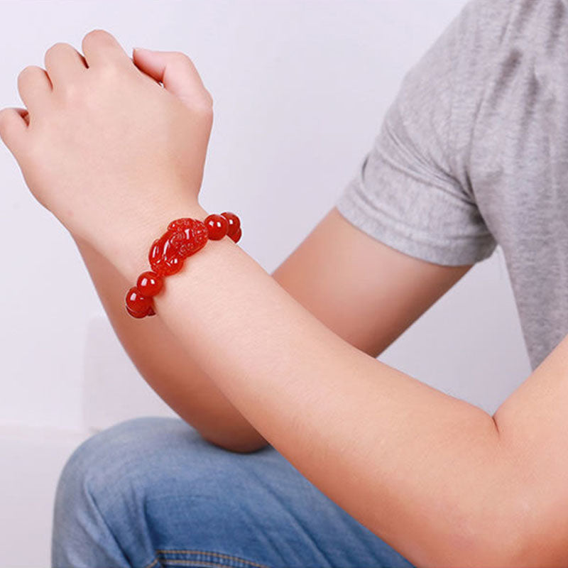 Red Agate Pixiu Bracelet for Wealth and Abundance