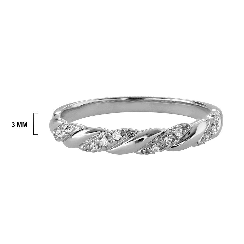 Rope Twist Moissanite Pave Sterling Silver Wedding Band