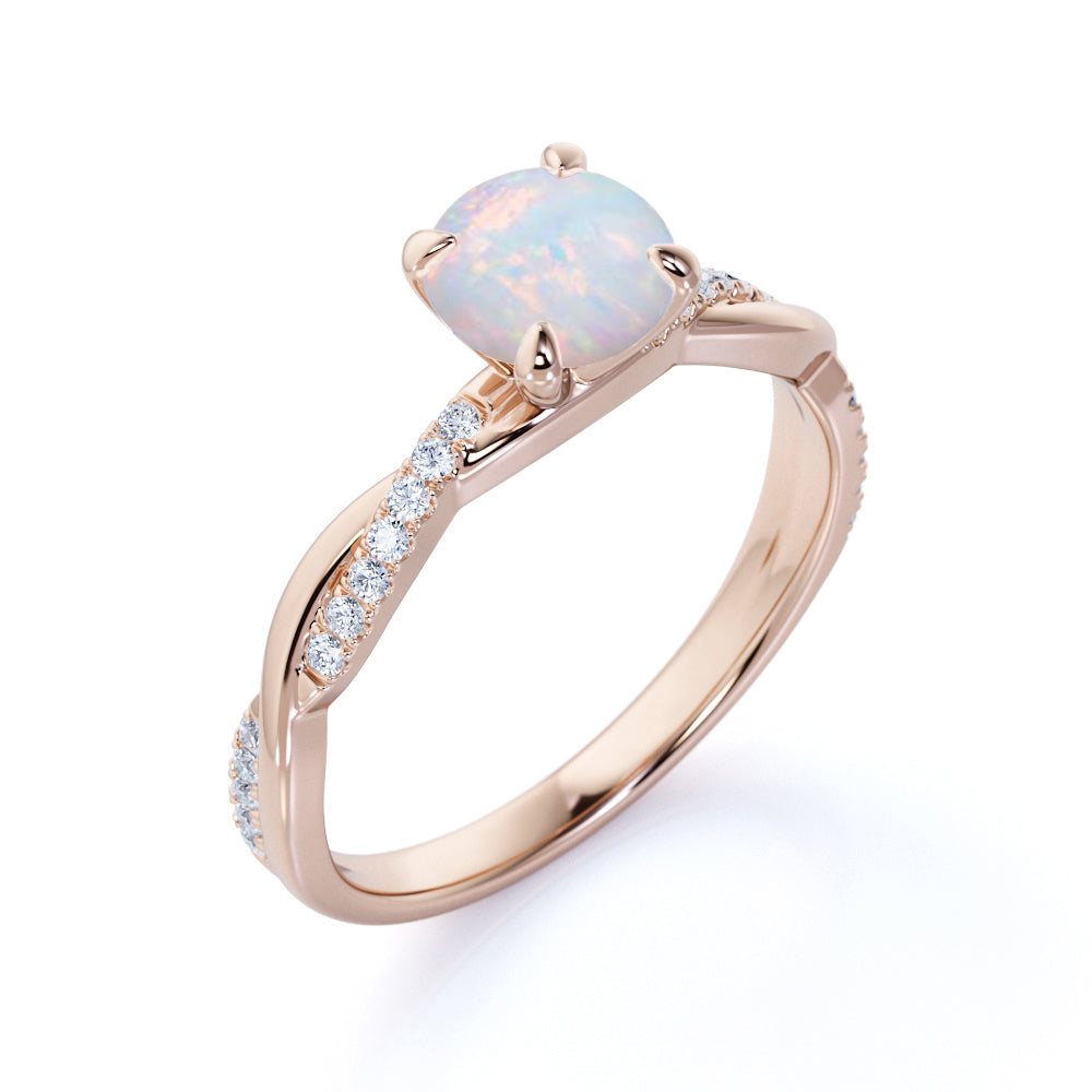 Infinity 1.50 Ct Round Cut Lab Created Opal Engagement Ring