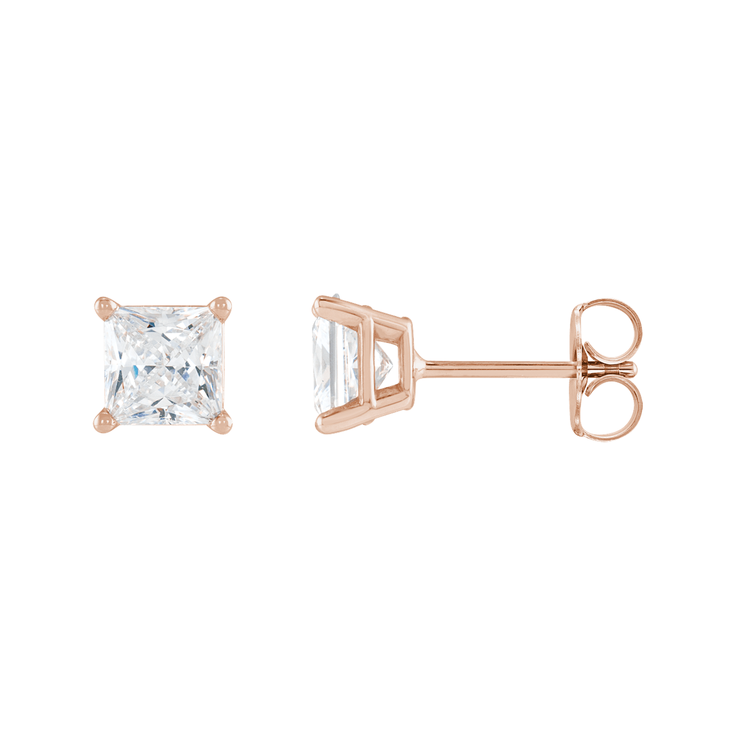 Princess-Cut Diamond Stud Earrings