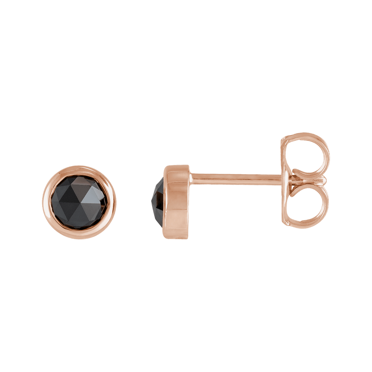 Rose-Cut Black Diamond Stud Earrings